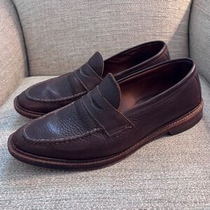 Allen Edmonds Dornoch Mens Brown Pebbled Leather Penny Loafers Size 12 D 37542